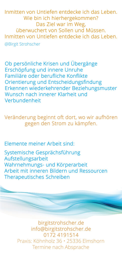 Birgit Strohscher Psychologische Beraterin Coaching Flyer Rückseite