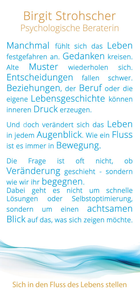 Birgit Strohscher Psychologische Beraterin Coaching Flyer Vorderseite